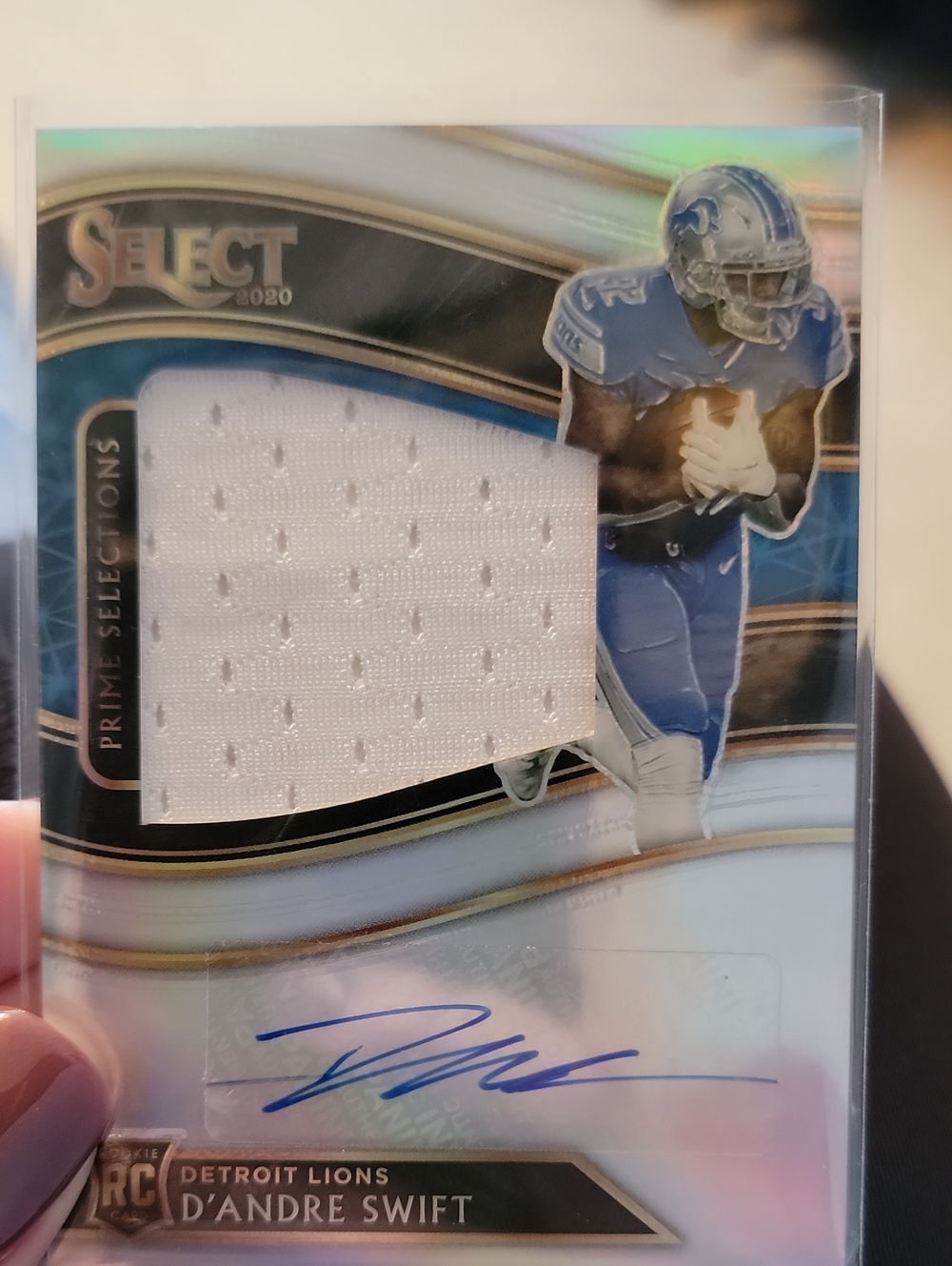 D'Andre Swift Detroit Lions Autograph Patch Card - Blue & White 8/49